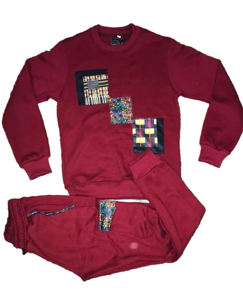 Ezy Wear signature Ankara patch sweat set in 2 concepts