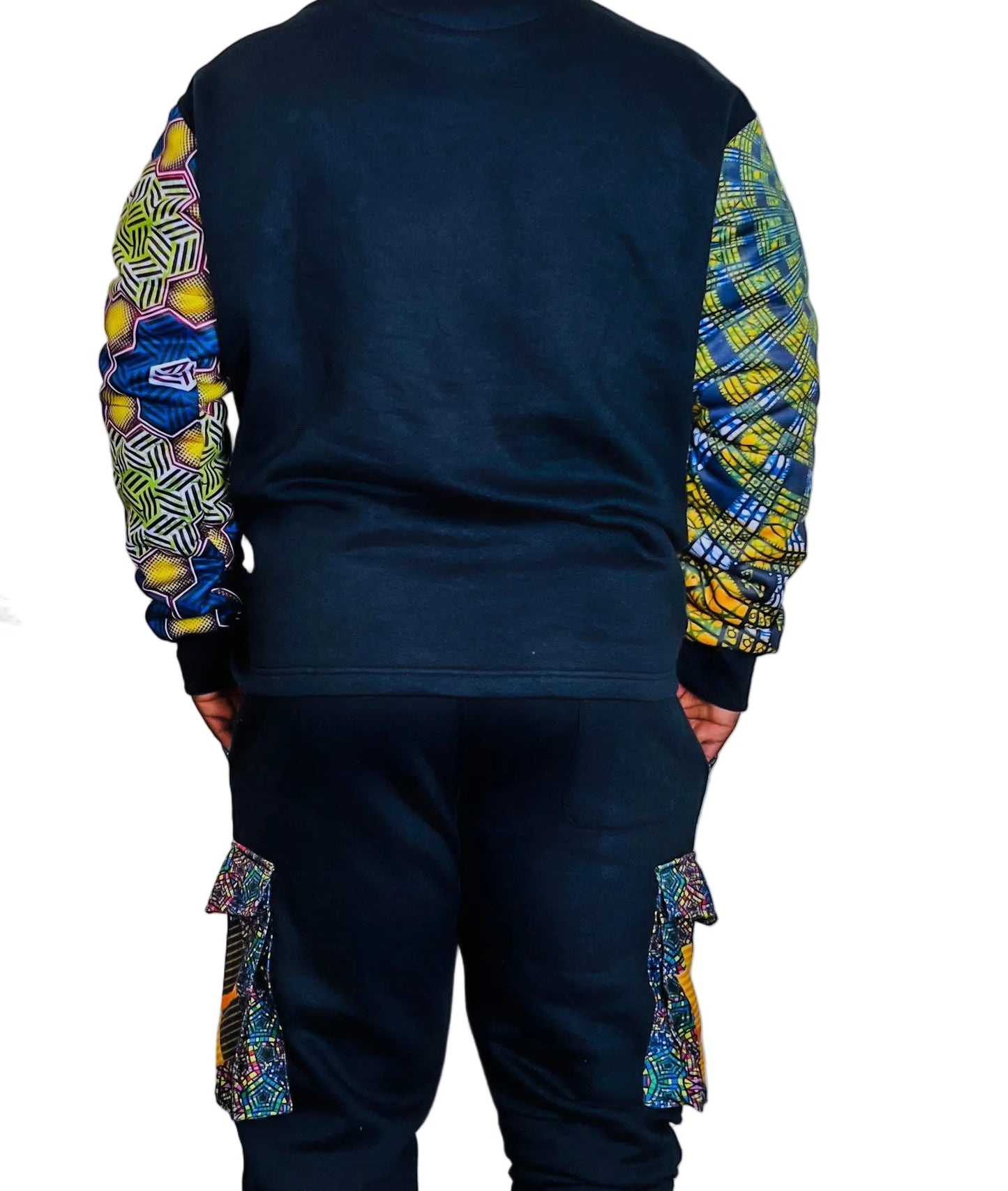 Ezy Wear signature unisex sweat set with Ankara details