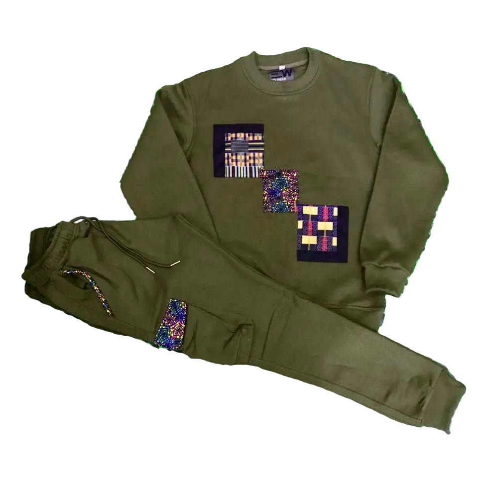 Ezy Wear signature Ankara patch sweat set in 2 concepts