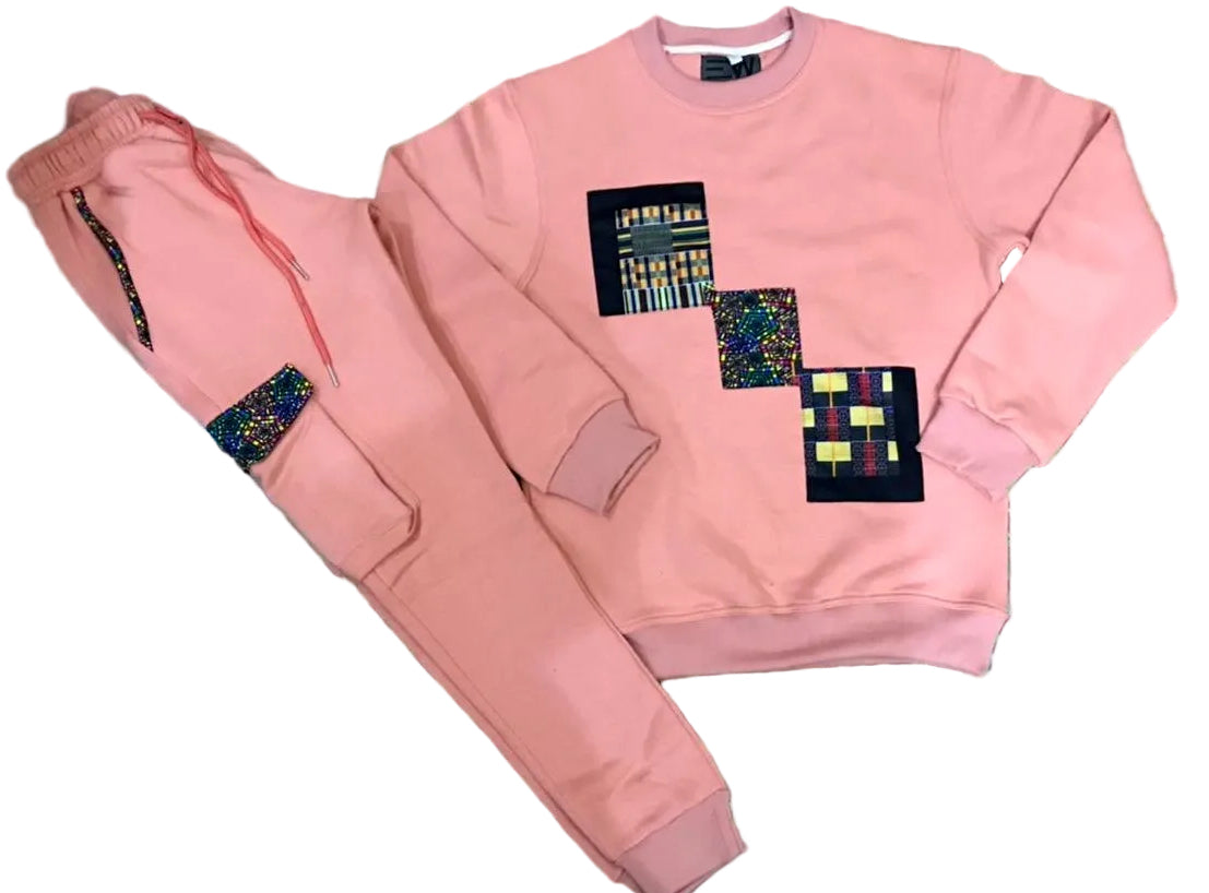 Ezy Wear signature Ankara patch sweat set in 2 concepts