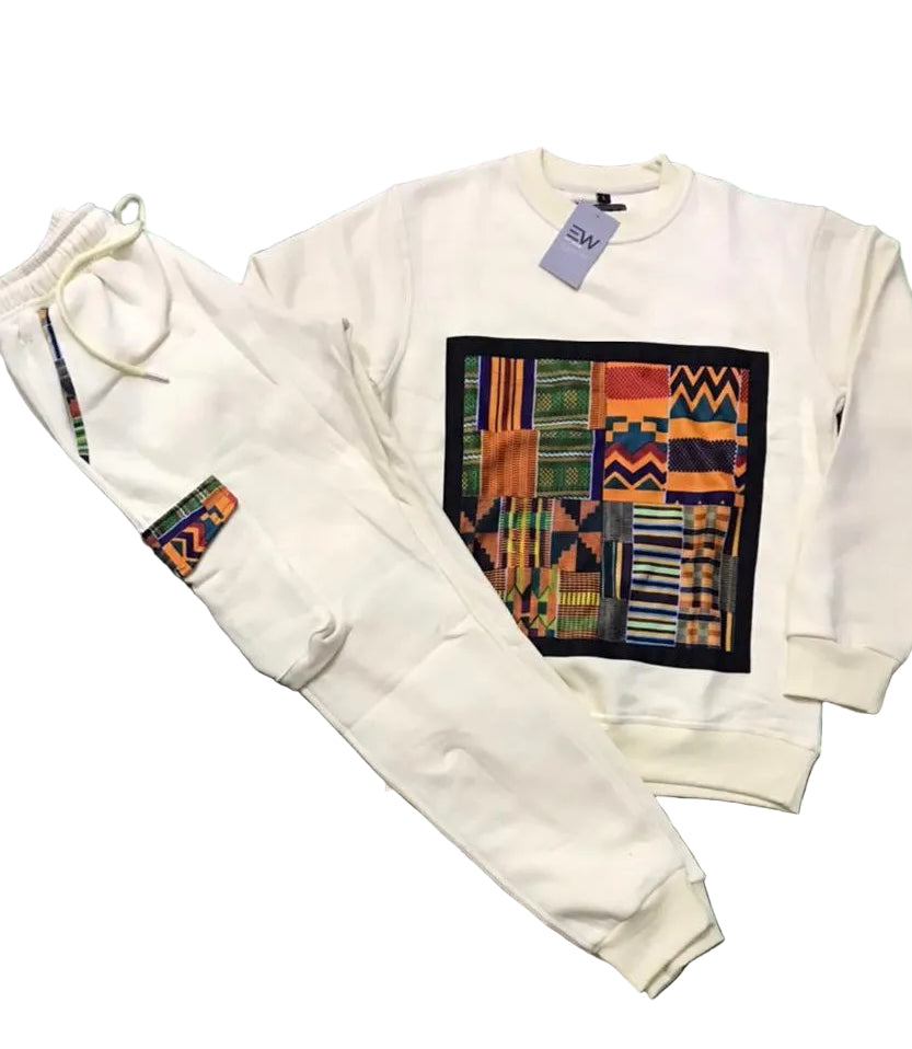 Ezy Wear signature Ankara patch sweat set in 2 concepts